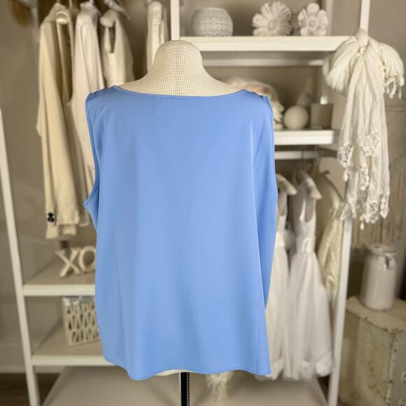 Liz Baker Women's Size 24W Blue Short Sleeve Button Up Blouse & Shell Set #3539 - Picture 7 of 8